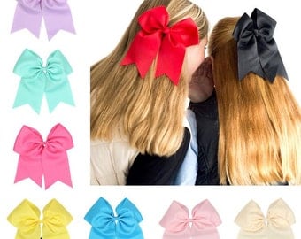 Cheer bows, cheerleading bows, white cheer bows, big hair bows, girl cheer bows, bows for pony tails, sport bows gor girls, elastic bands