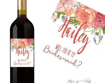 Will you be my Bridesmaid Wine Label - Wedding Wine Labels - Asking Bridesmaids - Bridesmaid Gift - Thank you for being my Bridesmaid