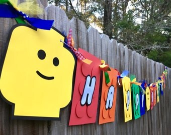 LEGO Rainbow (ROYGB) Happy Birthday Banner
