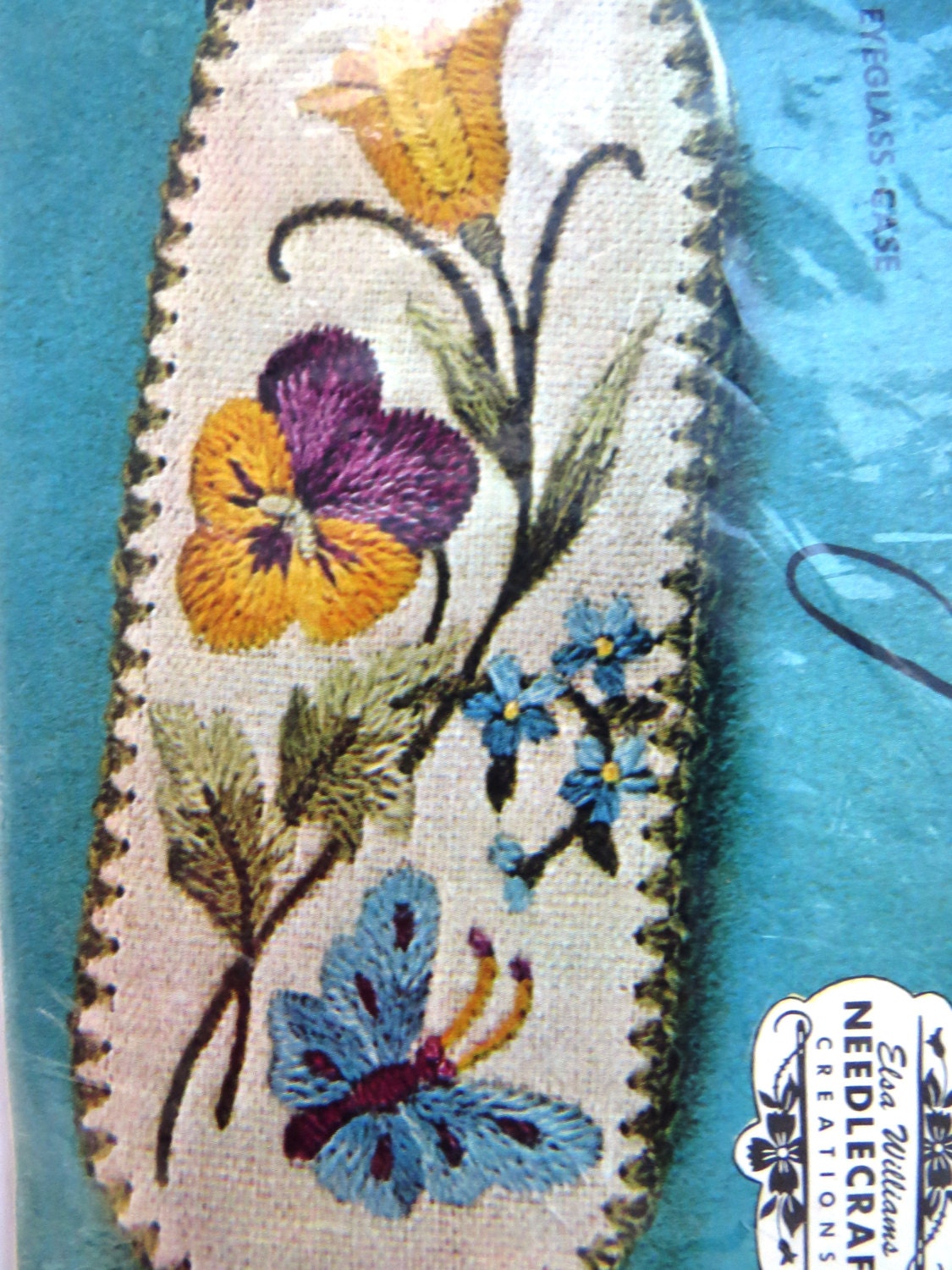 Vintage Eyeglass Case Holder DIY Crewel Embroidery Kit by Elsa