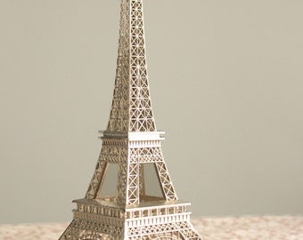 La Tour Eiffel Cake Topper / Silver Metal Eiffel Tower / Large 10 Inch Size / Wedding Cake Decoration / Bridal / Party Supplies / French