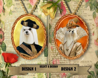 Maltese Dog Jewelry. Maltese Pendant or Brooch. Maltese Necklace. Maltese Portrait. Custom Dog Jewelry by Nobility Dogs.Handmade Jewelry