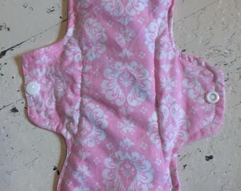 One 10.25" moderate cloth menstrual pad, cotton top, zorb core, pul inner