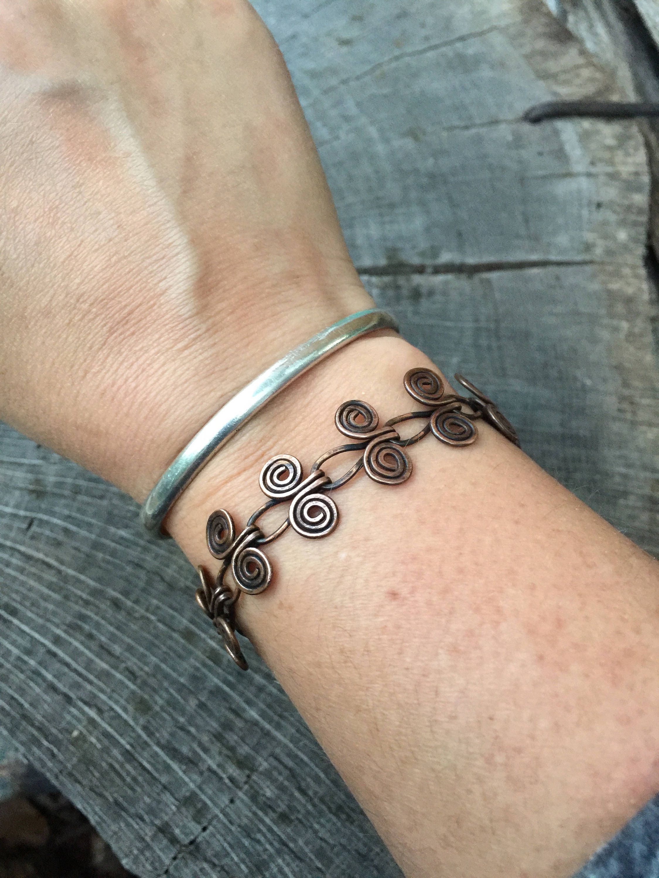 Egyptian Coil Bracelet Rustic Oxidized Copper Wire Bracelet