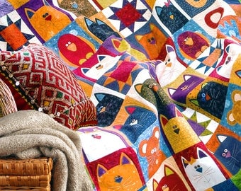 CATNIP | Quilt Patterns | PDF Pattern | Quilt Patterns | Cat Quilts | Cats | Applique Quilts | Happy Quilts | Kids Quilts | Fun Cat Quilts