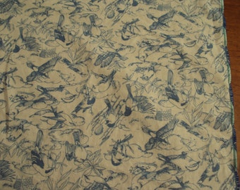 Cloth Dinner Napkins, birds in blue on White fabric, luncheon napkins, Christmas gift