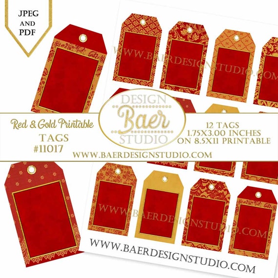 Red and Gold Printable Tags Chinese New Year Printable Tags