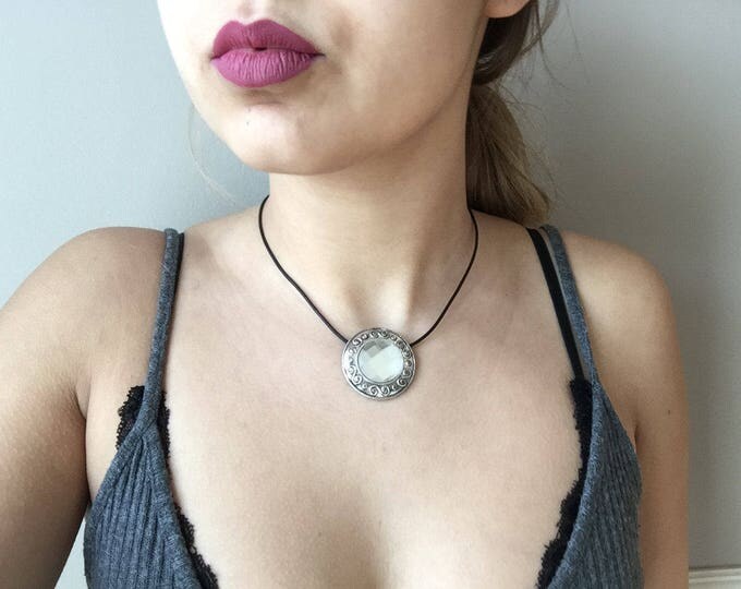 Choker Necklace,leather choker,leather jewelry,black leather choker,women jewelry,charm choker,boho necklace,bohemian choker,leather charm