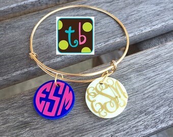 Gold or Silver Personalized Monogram Bracelet Bangle