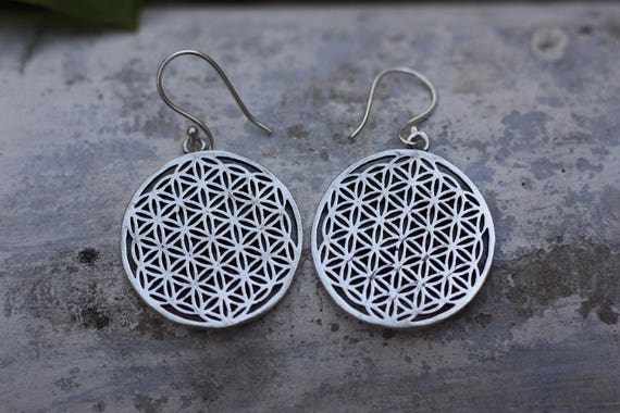 MANDALA EARRINGS - Indian earrings - Ethnic jewelry - Tribal jewelry - Antique bronze - Sacred Geometry - Boho - Flower of life