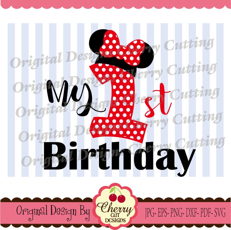 Download My 1st Birthday SVG DXF designBirthday number 1 with Mouse