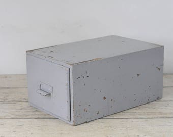 Antique Painted Gray Wood Drawer File Drawer Storage Drawer Wood File Cabinet