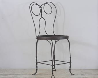 Vintage Wrought Iron ice Cream Parlor Chair Garden Chair 34" High