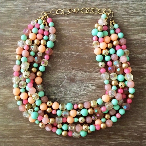 Statement Necklace Bridesmaid Jewelry SHERBET COOLER Necklace