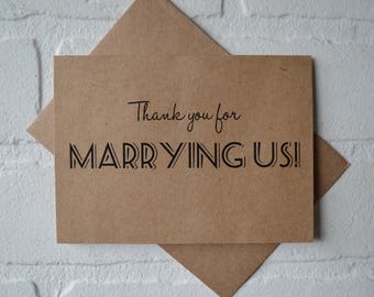 THANK YOU for MARRYING us priest deacon card marry us card thak you for being our officiant kraft card wedding card officiant card officiate