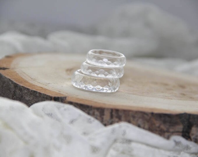 Clear Resin faceted ring, transparent resin ring, big size resin ring, mens resin ring, woman resin ring, faceted ring, simple ring, unique