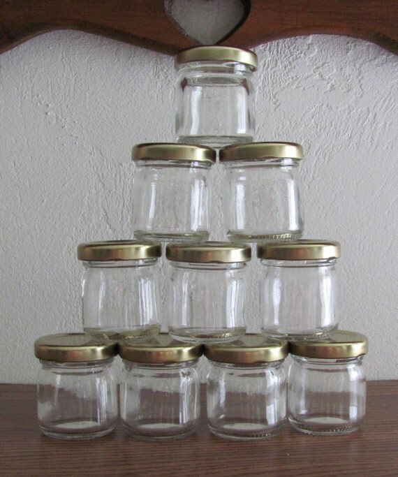 10 Small Jars with Gold Metal Lids Ideal for Your Homemade