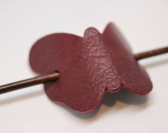 Simple and Unique: Maroon / Burgundy Leather Butterfly Hair Barrette with stick. Women's Hair Accessory Made in USA!