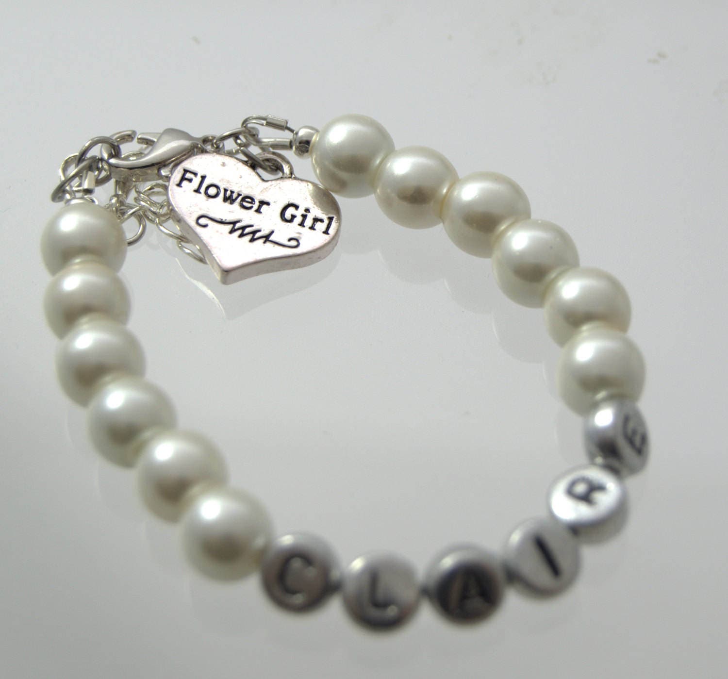 Name Flower Girl Bracelet Wedding Jewelry Personalized