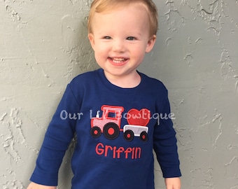 Valentine's Tractor Shirt - Personalized Valentine Shirt - Boys Valentine Shirt - Personalized Valentine Shirt - Heart Tractor