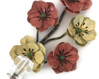 Vintage Italian Floral Toleware Metal Wall Hook Shabby Cottage Chic Wall Hangers