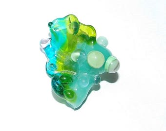 Aqua Bliss Fantasy Seashell Lampwork Glass Bead for Jewelry Design Necklace Bracelet Pendant Amulet