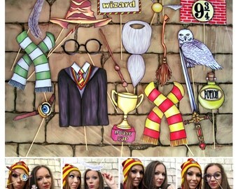 Harry Potter inspired - wizard and witches magic photo booth props - perfect for your movie themed spell party or sorcery magic themed bash