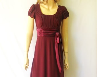 Burgundy Bridesmaid Dress. Dress With Sleeves