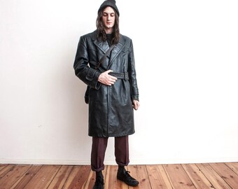 Vintage 1950s HorseHide Motorcycle Jacket Biker Military Army Police Leather Coat Outerwear