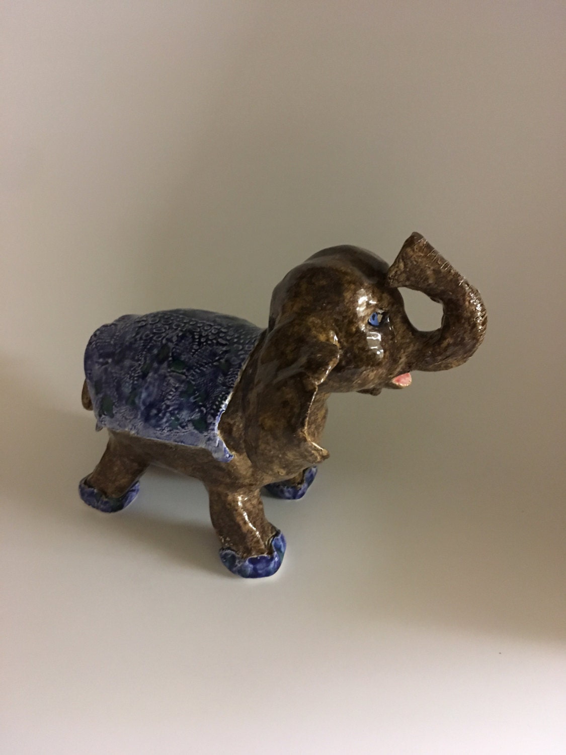Handmade Pottery Hand Sculpted Elephants.