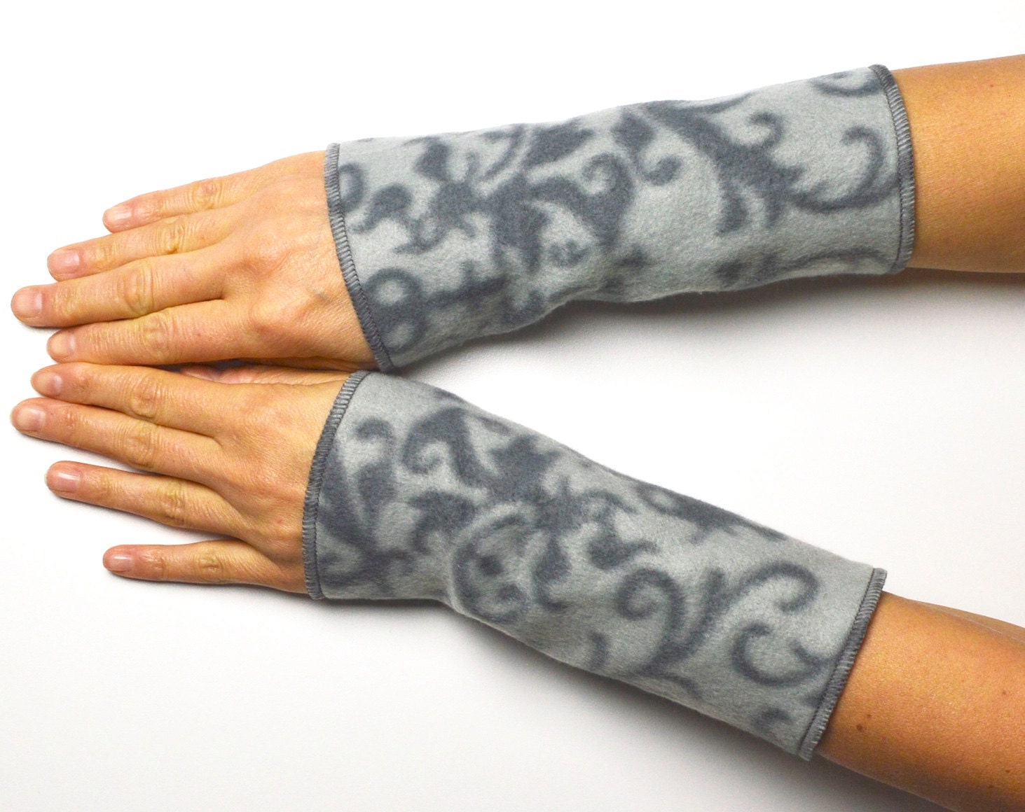 Mittens Size M winter Arm Warmers Wrist Warmers fleece gray