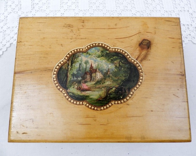 Vintage French Trinket Wooden Box with an image of a Romantic Castle, Shabby, Chateau, French Country Decor, Jewelry, Vintage, Retro Vintage French Trinket Wooden Box with an image of a Romantic Castle, Shabby, Chateau, French Country Decor, Jewelry, Vintage, Retro