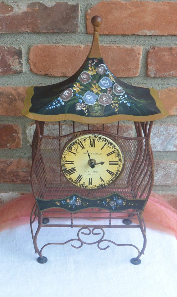 Items similar to Poirot & Germain Clock Saint Croix Paris, Bird Cage