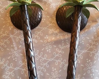 Exotic Oil Rubbed Bronze Palm Tree Candle Sconces