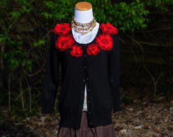 Boho Clothing, Bohemian Clothing, Altered Clothing, Refashioned Clothing, Embellished Top, Upcycled Clothing, Sweater for Women, Size Small