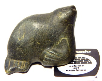 Inuit Art Carving, soapstone: SEAL, J C 1979, 2x1.5x1.5, COA