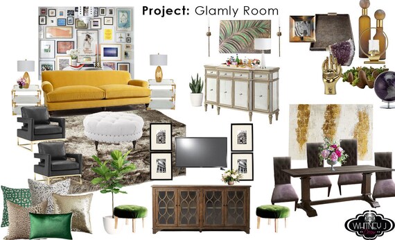 Custom Home Decor Design Board and Shopping List Interior