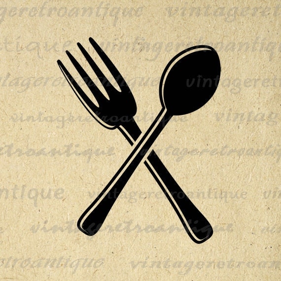 Items similar to Fork and Spoon Graphic Printable Image Download