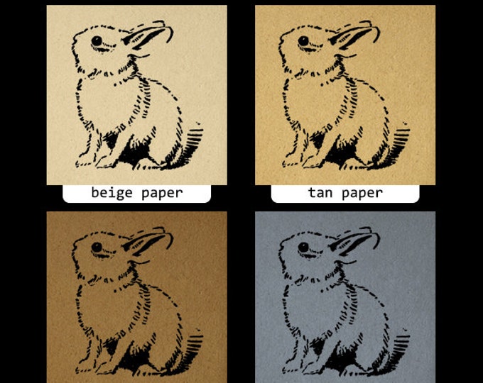 Cute Bunny Rabbit Digital Image Printable Bunny Digital Easter Nursery Download Spring Graphic Antique Clip Art Jpg Png Eps HQ 300dpi No.061