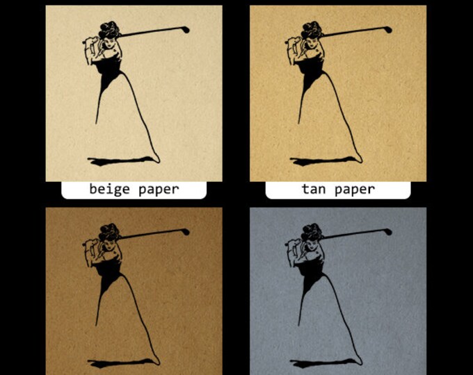 Golfer Lady Digital Printable Download Golf Image Illustration Graphic Antique Clip Art Jpg Png Eps HQ 300dpi No.3825