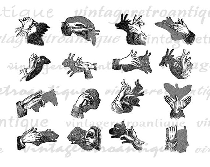 Shadow Puppets Collage Sheet Graphic Image Printable Digital Download Antique Clip Art Jpg Png Eps HQ 300dpi No.4213