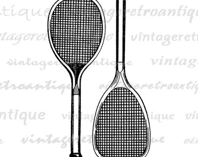 Digital Tennis Racquets Printable Image Graphic Download Illustration Jpg Png Eps HQ 300dpi No.4179