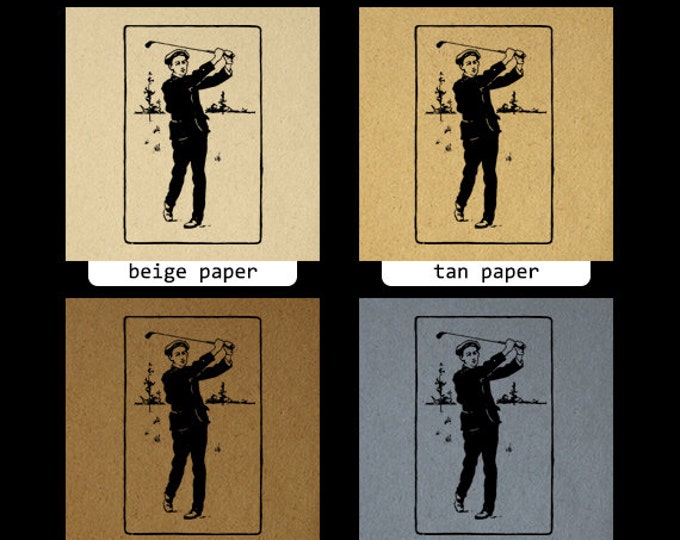 Digital Printable Golf Download Golfer Graphic Illustration Image Vintage Clip Art Jpg Png Eps HQ 300dpi No.3848