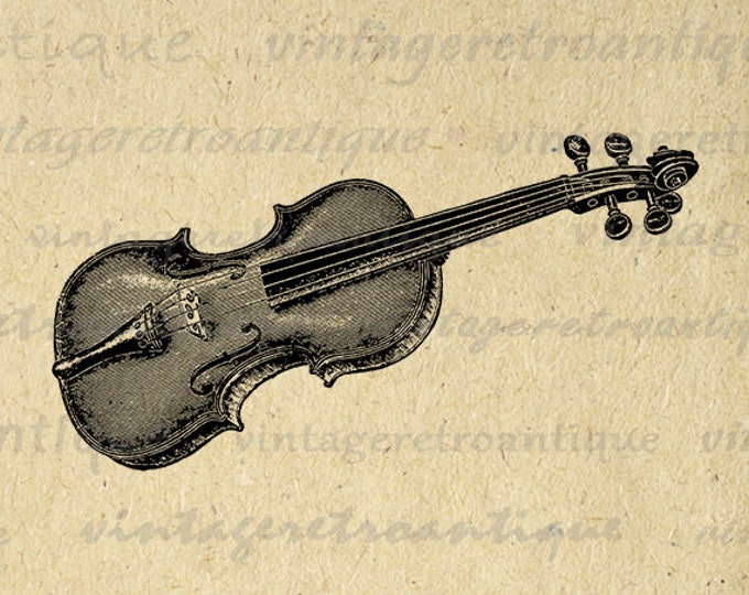 Printable Image Violin Digital Music Instrument Download Graphic Vintage Clip Art for Transfers Printing etc HQ 300dpi No.1096