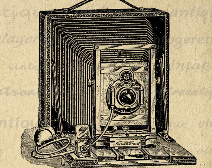 Digital Image Old Fashioned Camera Graphic Vintage Illustration Download Printable Artwork Antique Clip Art Jpg Png HQ 300dpi No.1532