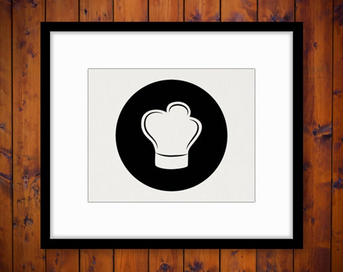 Chef Hat Symbol Image Printable Digital Cook Chefs Circle Download Graphic Vintage Clip Art for Transfers Printing etc HQ 300dpi No.1982