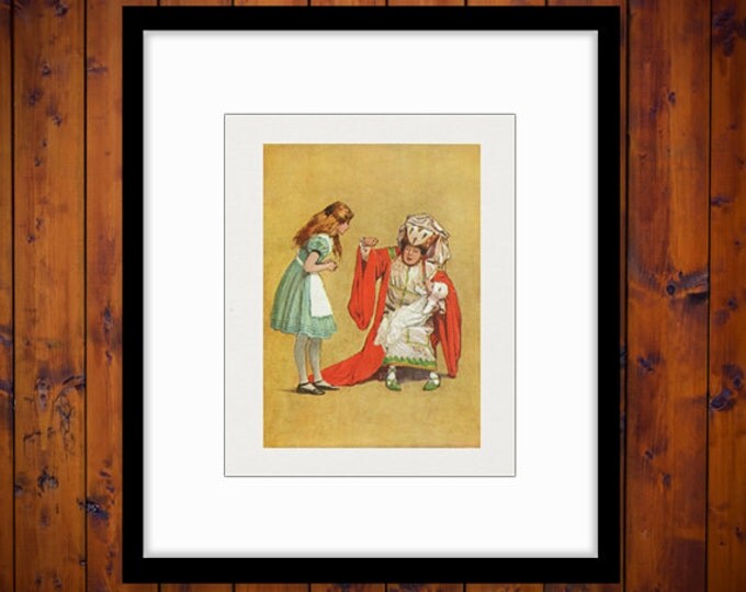 Alice and the Duchess Alice in Wonderland Printable Image Graphic Download Color Digital Antique Clip Art for Transfers HQ 300dpi No.2478