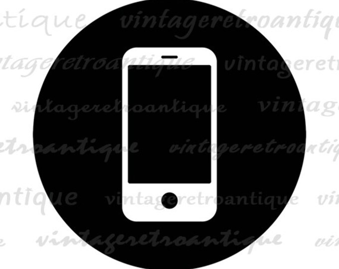 Printable Smartphone Cell Phone Graphic Digital Mobile Phone Icon Download Image Vintage Clip Art Jpg Png Eps HQ 300dpi No.4526