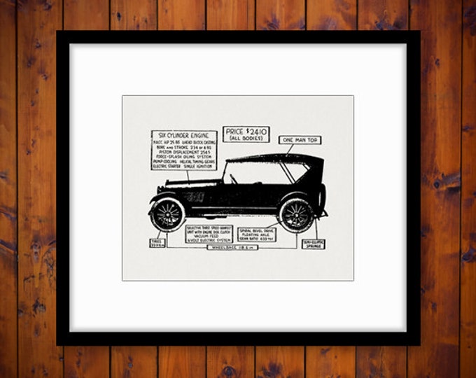 Antique Car Diagram Printable Graphic Image Vintage Illustration Digital Download Clip Art Jpg Png Eps HQ 300dpi No.3411