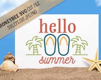 Hello Summer svg Flip Flop svg Flipflop svg Summer decor svg Beach svg Beach decor svg Summertime svg Silhouette svg Cricut svg dfx eps jpg